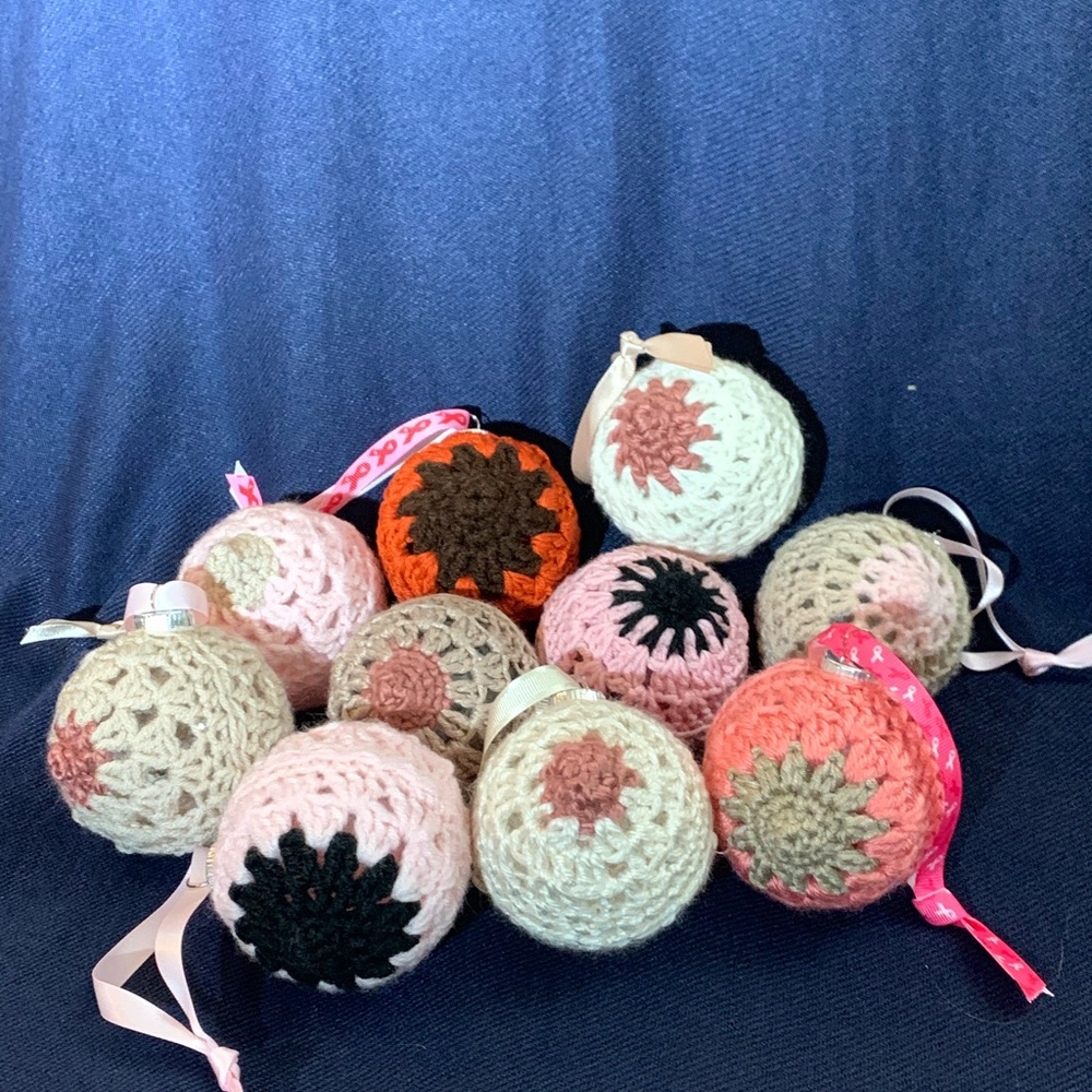 Crocheted Breast Cancer Awareness Boob Ornament - Picture 3 of 5